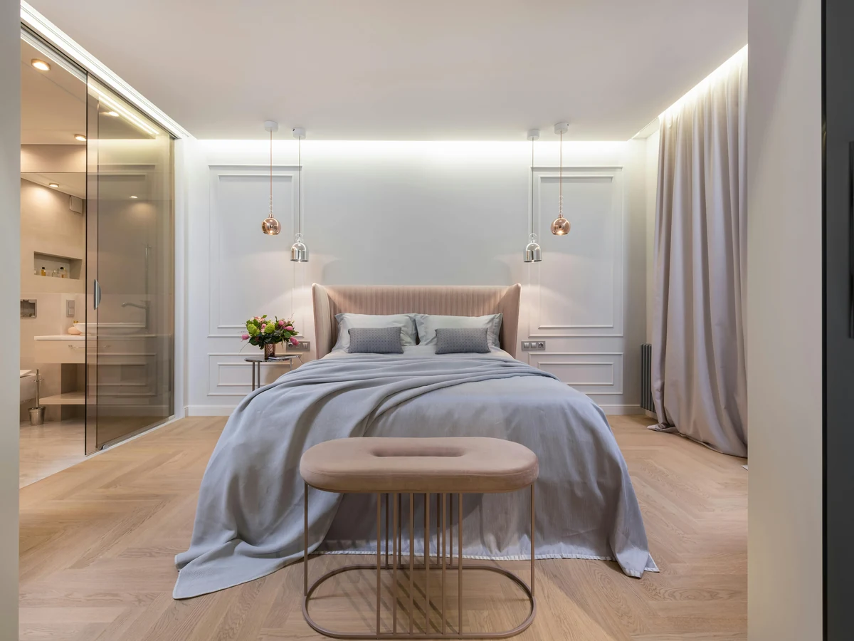 Elegant bedroom with LED lighting and professional painting in Windsor