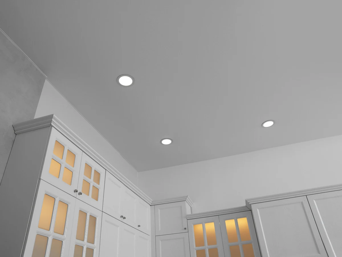 Kitchen ceiling with recessed lighting painted by Windsor Decorators
