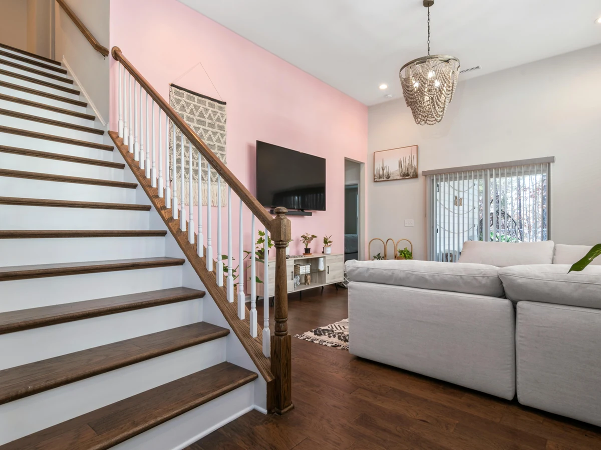 Open staircase white painted Windsor Decorators